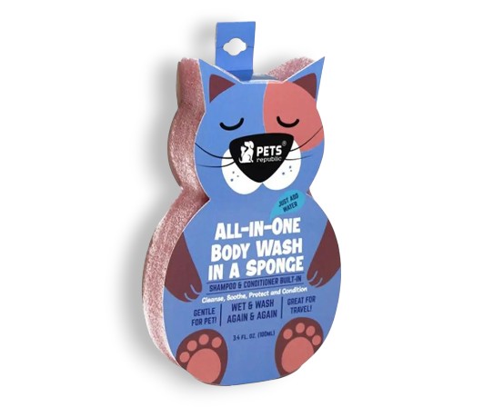 PETS REPUBLIC All-In-One Body Wash In A Sponge-Cat Shape | بيتس ريببلك آل-إن-ون بودي واش إن آ سبونج-كات شيب