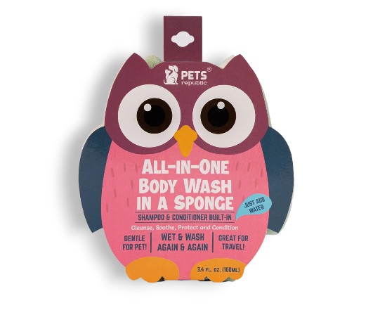 PETS REPUBLIC All-In-One Body Wash In A Sponge-Owl Shape |