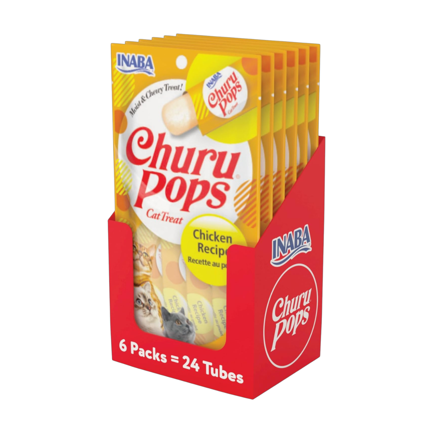 INABA Churu pops Chicken Recipe (15g x 4 tubes) x 6 Packs | إينابا تشورو بوبس تشيكن ريسيب (١٥غ × ٤ تيوبز) × ٦ باكس