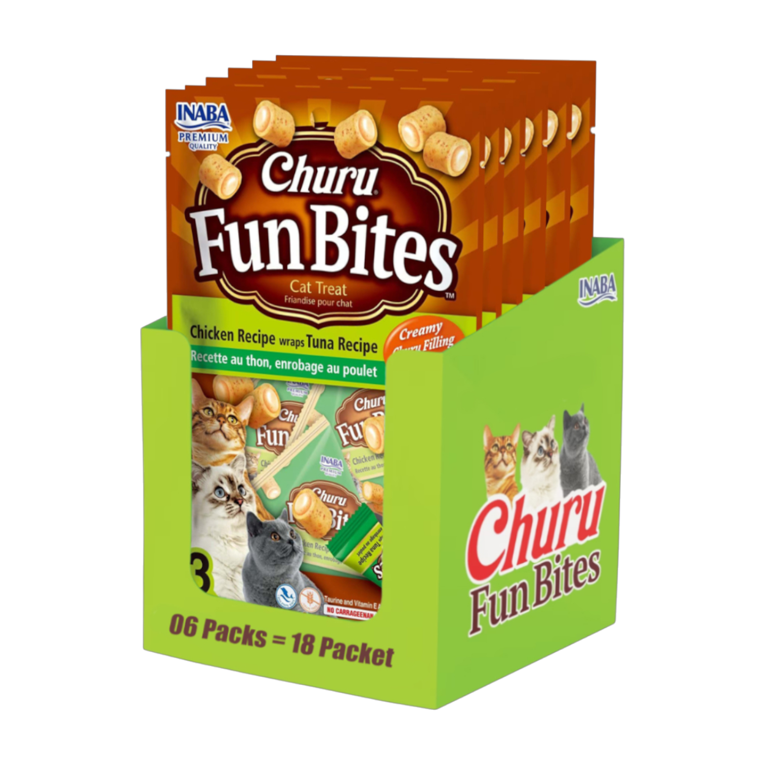 INABA Churu Fun Bites Chicken Recipe Wraps Tuna Recipe (20g x 3 Pcs) x 6 Packs | إينابا تشورو فن بايتس تشيكن ريسيب رابز تونا ريسيب (٢٠غ × ٣ بييسز) × ٦ باكس